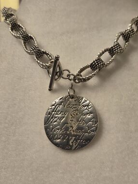 Vintage Tiffany Silver Chain Necklace with Engraved Pendant